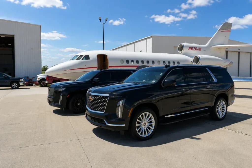 Premium black trucks ready for client transportation