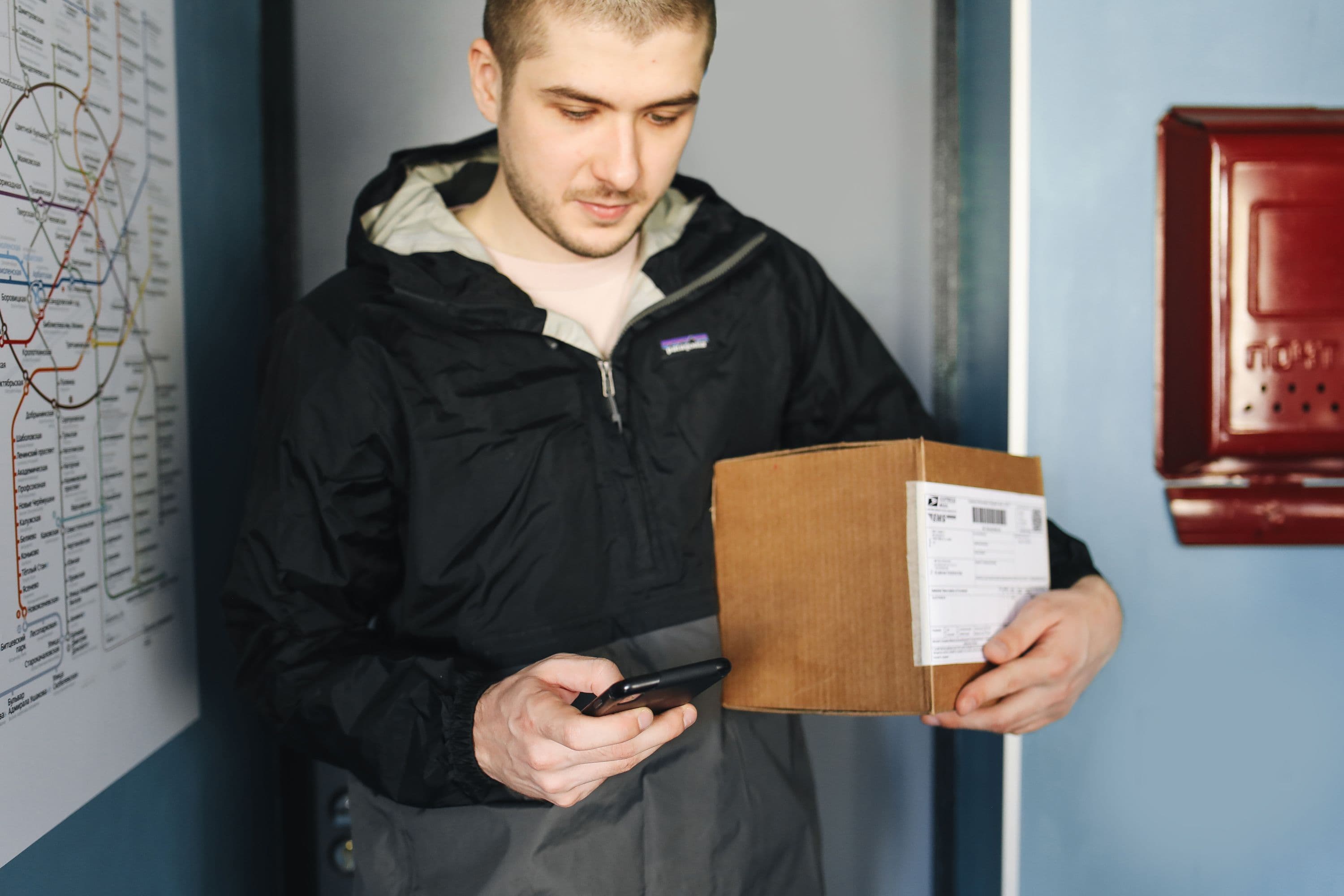 Logistics professional preparing a delivery package